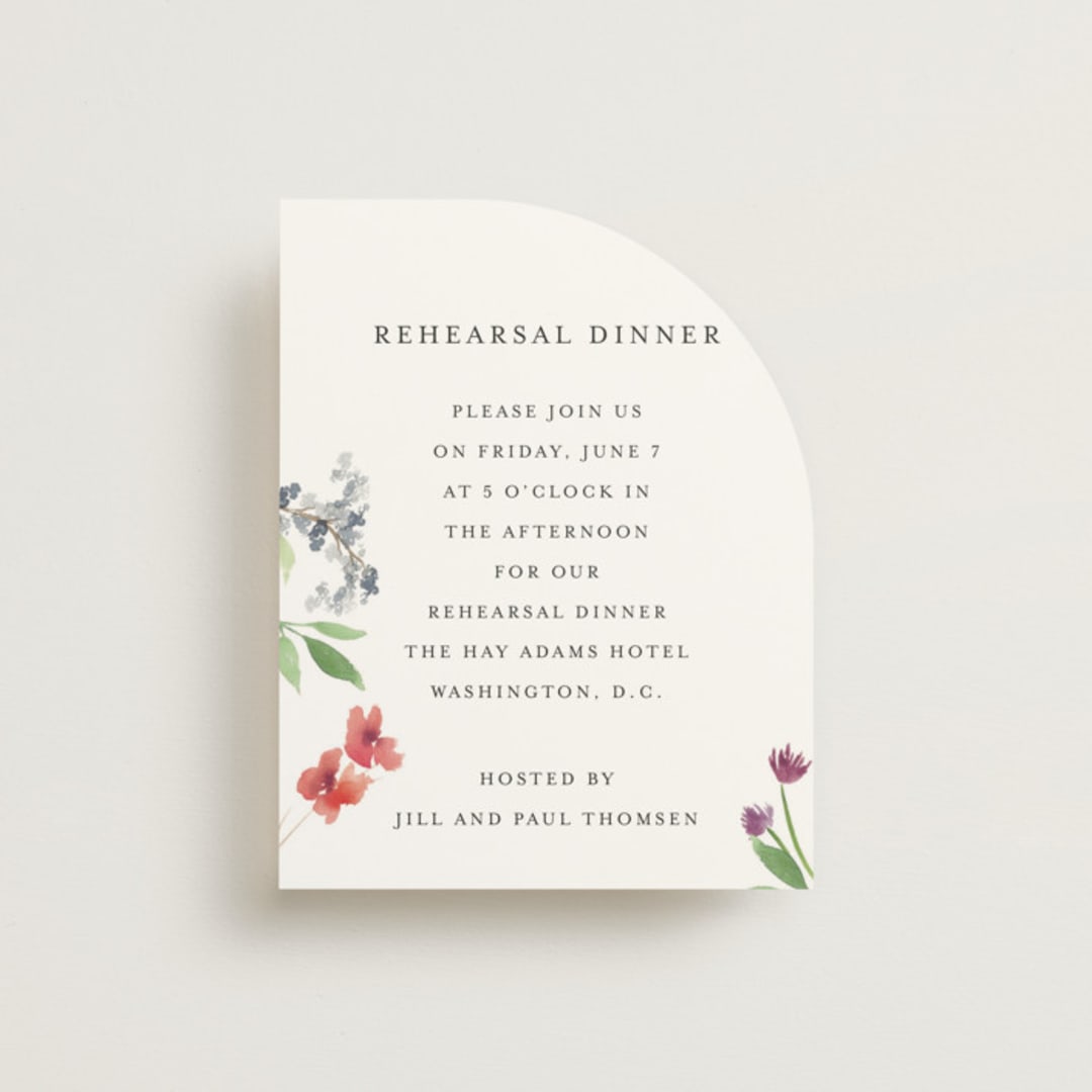 "Spring Wildflowers" - Rehearsal Dinner Cards in Floral by Mere Paper - Front