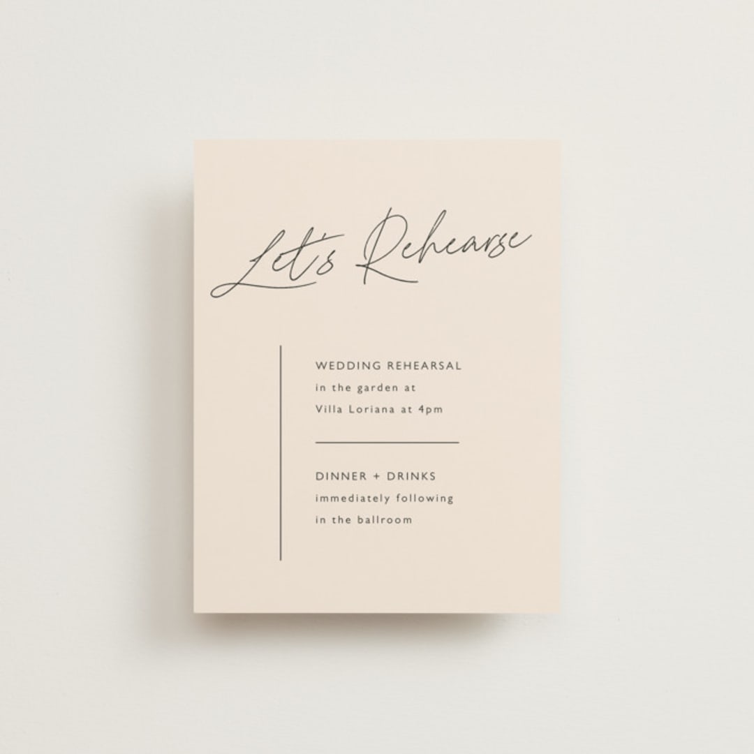 "Modern Aligned" - Rehearsal Dinner Cards in Creampuff by Carolyn MacLaren - Front