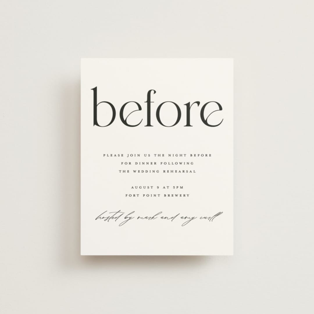 "Photographie" - Rehearsal Dinner Cards in Noir by Christie Garcia - Front