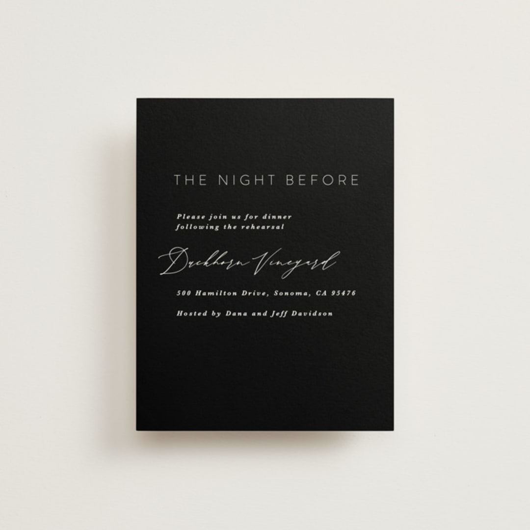 "Paire" - Rehearsal Dinner Cards in Tuxedo by Kate Ahn - Front