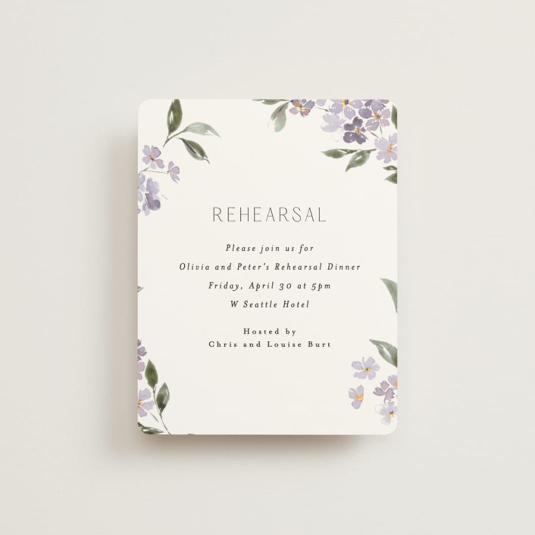"Sweeping Vine" - Rehearsal Dinner Cards in Periwinkle by Itsy Belle Studio - Front