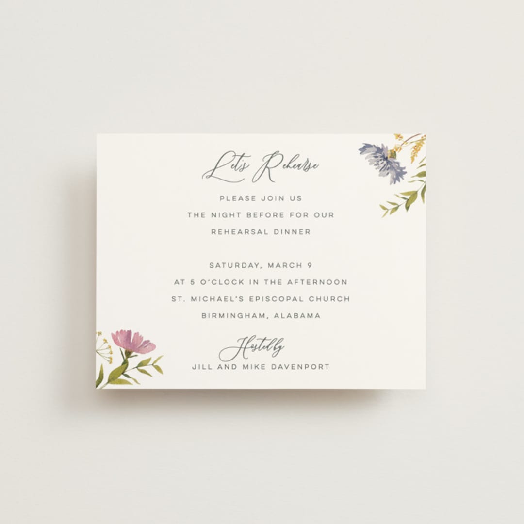 "Untied" - Rehearsal Dinner Cards in Sherbert by Erin Hodges - Front