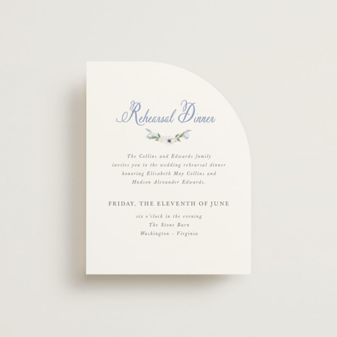 "SweetHearts" - Rehearsal Dinner Cards in Periwinkle by Design Lotus - Front