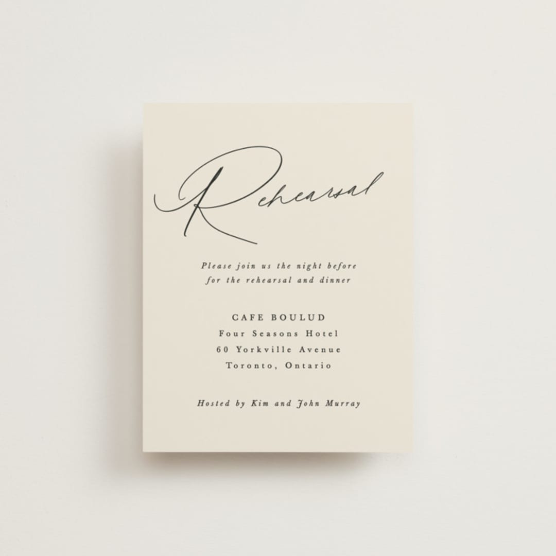 "Scripted Names" - Rehearsal Dinner Cards in Ecru by Hooray Creative - Front