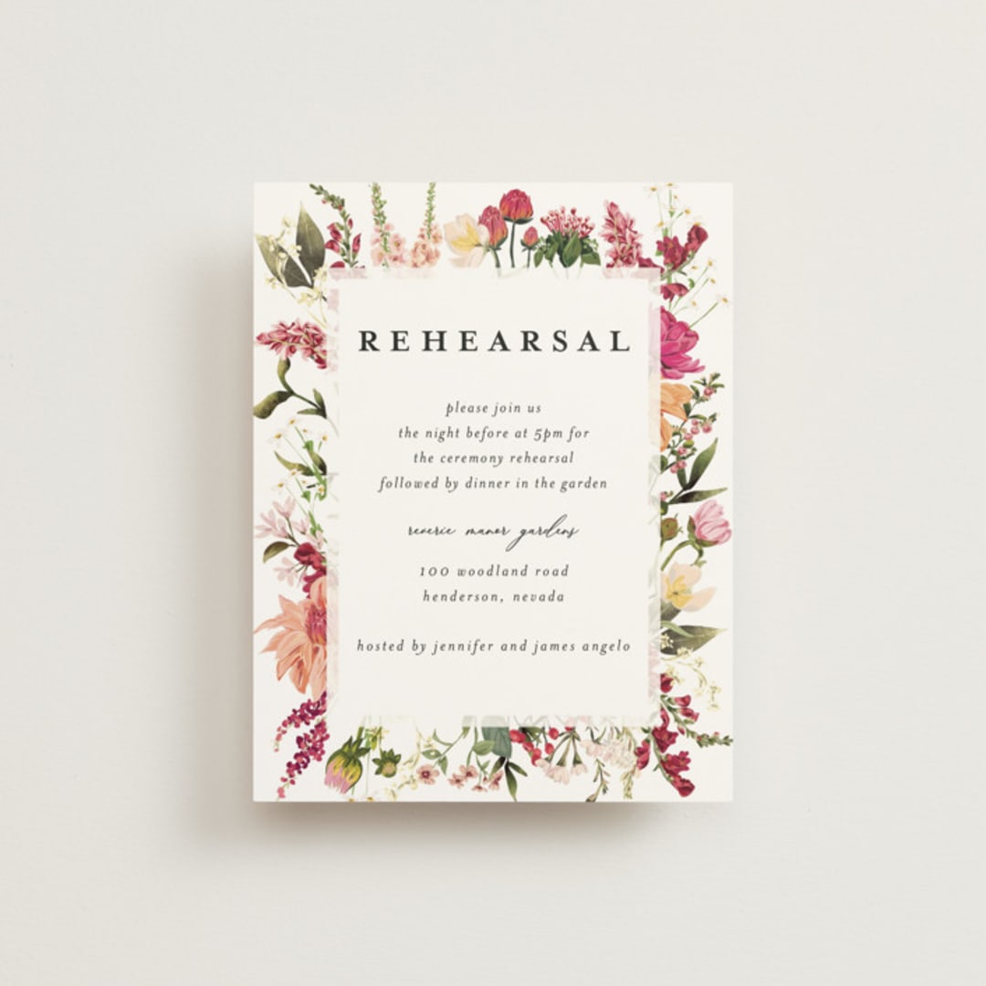 "Lush" - Rehearsal Dinner Cards in Magenta by Susan Moyal - Front