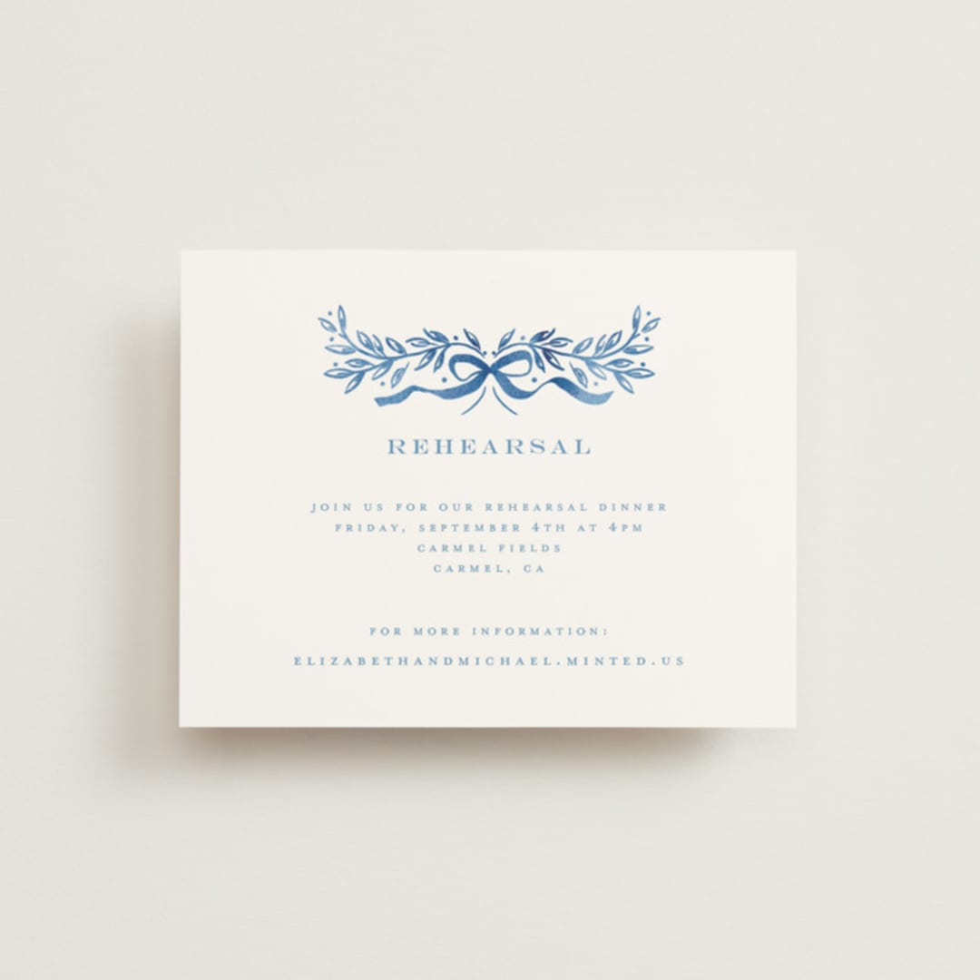 "Royal" - Rehearsal Dinner Cards in Cobalt by Petra Kern - Front