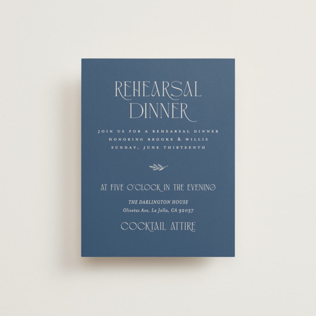 "Arched Monogram" - Rehearsal Dinner Cards in Ecru by Erica Krystek - Front