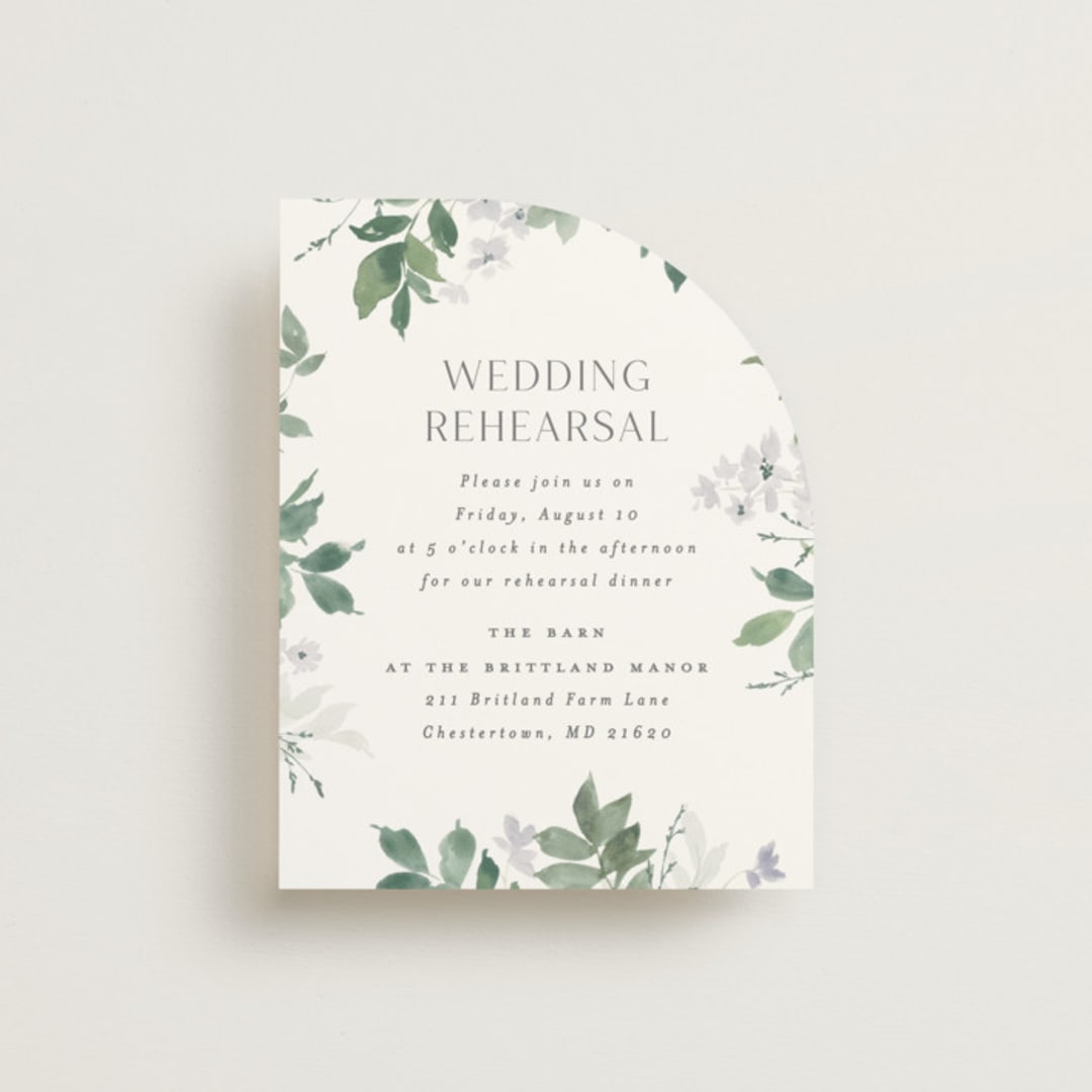 "Grove" - Rehearsal Dinner Cards in Fern by Everett Paper Goods - Front