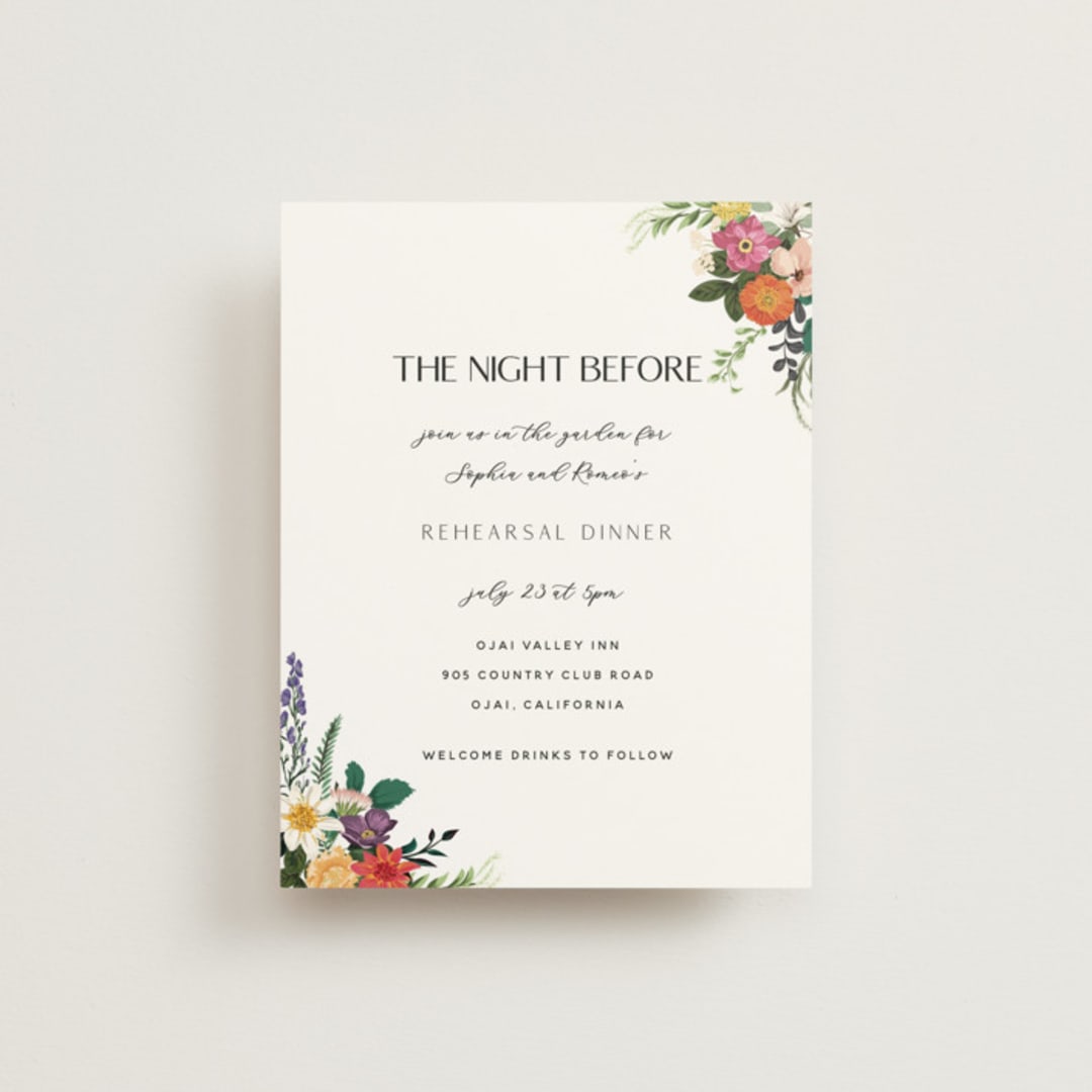 "Secret Garden" - Rehearsal Dinner Cards in Daisy by Susan Moyal - Front