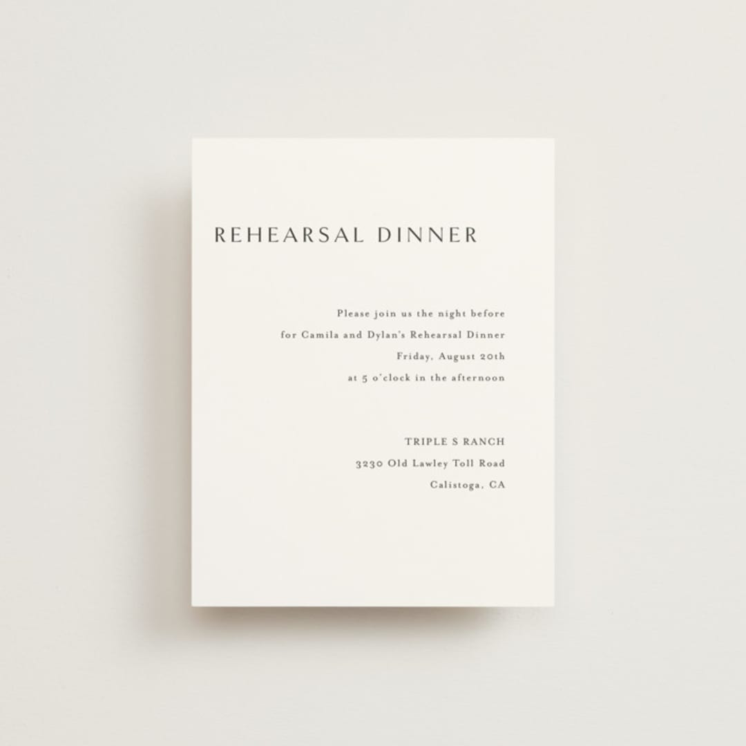 "graceful" - Rehearsal Dinner Cards in Onyx by Jennifer Postorino - Front