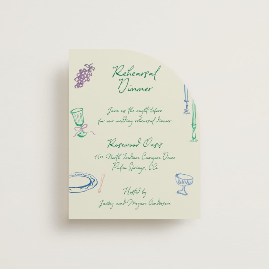 "tablescape drawing" - Rehearsal Dinner Cards in Garden by Cass Loh - Front