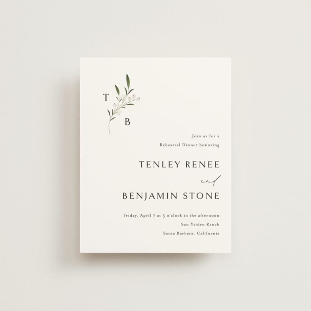 "Gentle Whisper" - Rehearsal Dinner Cards in Cotton by Jennifer Postorino - Front