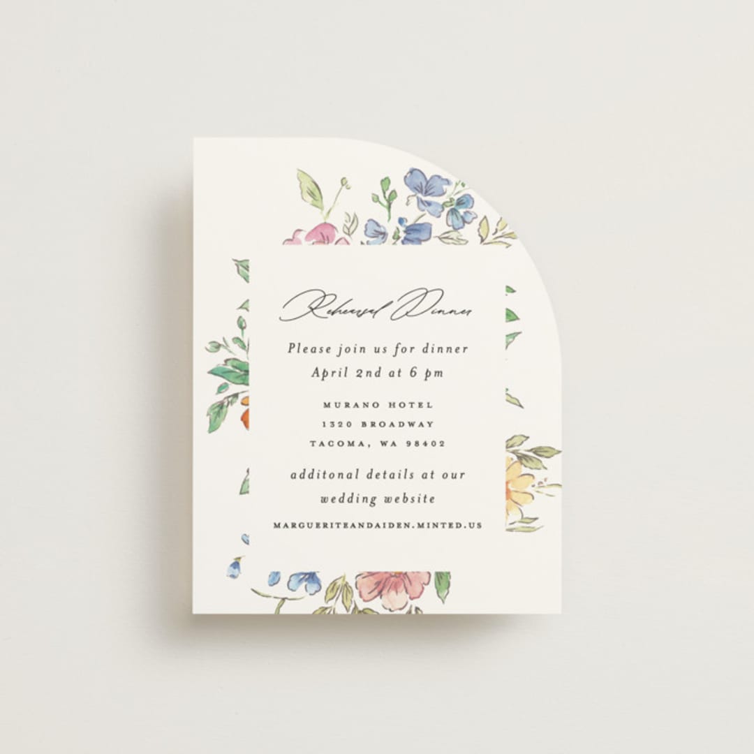 "Floral Pop" - Rehearsal Dinner Cards in Tropical by Itsy Belle Studio - Front