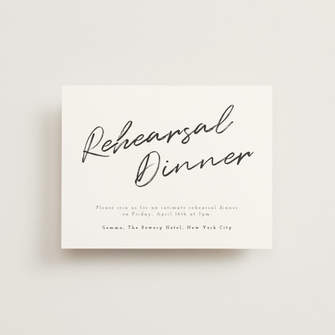 "Photograph Scribble" - Rehearsal Dinner Cards in Cloud by Adelyn T. - Front
