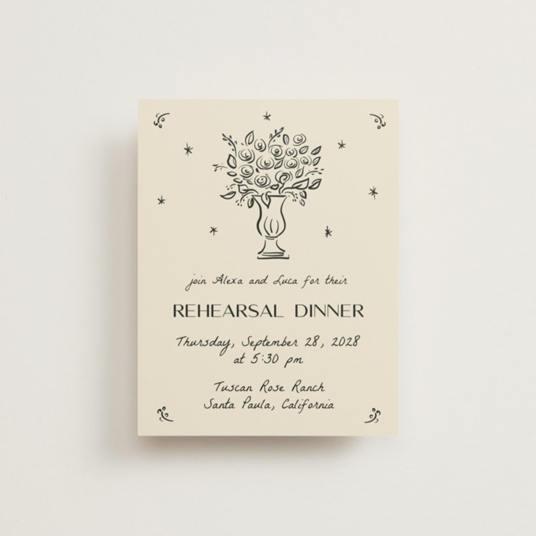 "Roses" - Rehearsal Dinner Cards in Vanilla by Ani Somi - Front