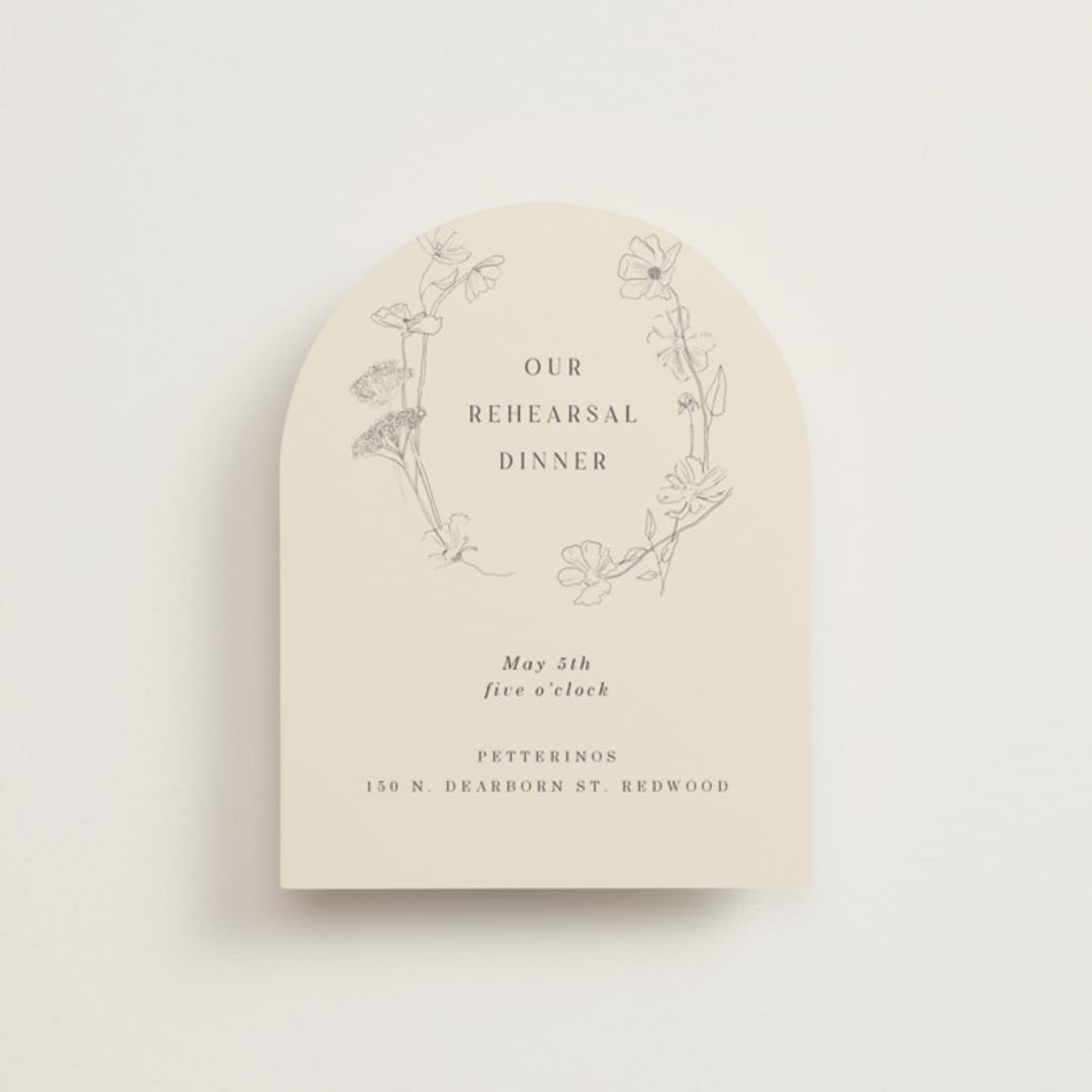 "floral stamp" - Rehearsal Dinner Cards in Ivory by Baumbirdy - Front