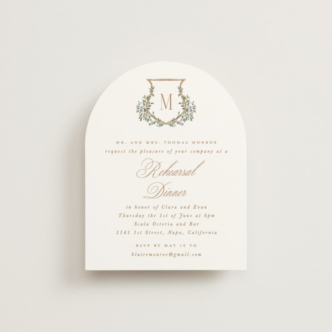 "Arbour" - Rehearsal Dinner Cards in Lake by Leah Bisch - Front