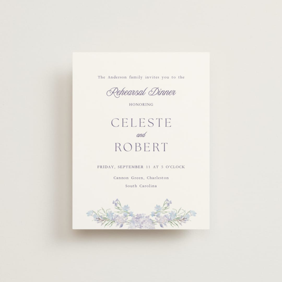 "Hydrangea" - Rehearsal Dinner Cards in Toscana by Claudia Orengo - Front