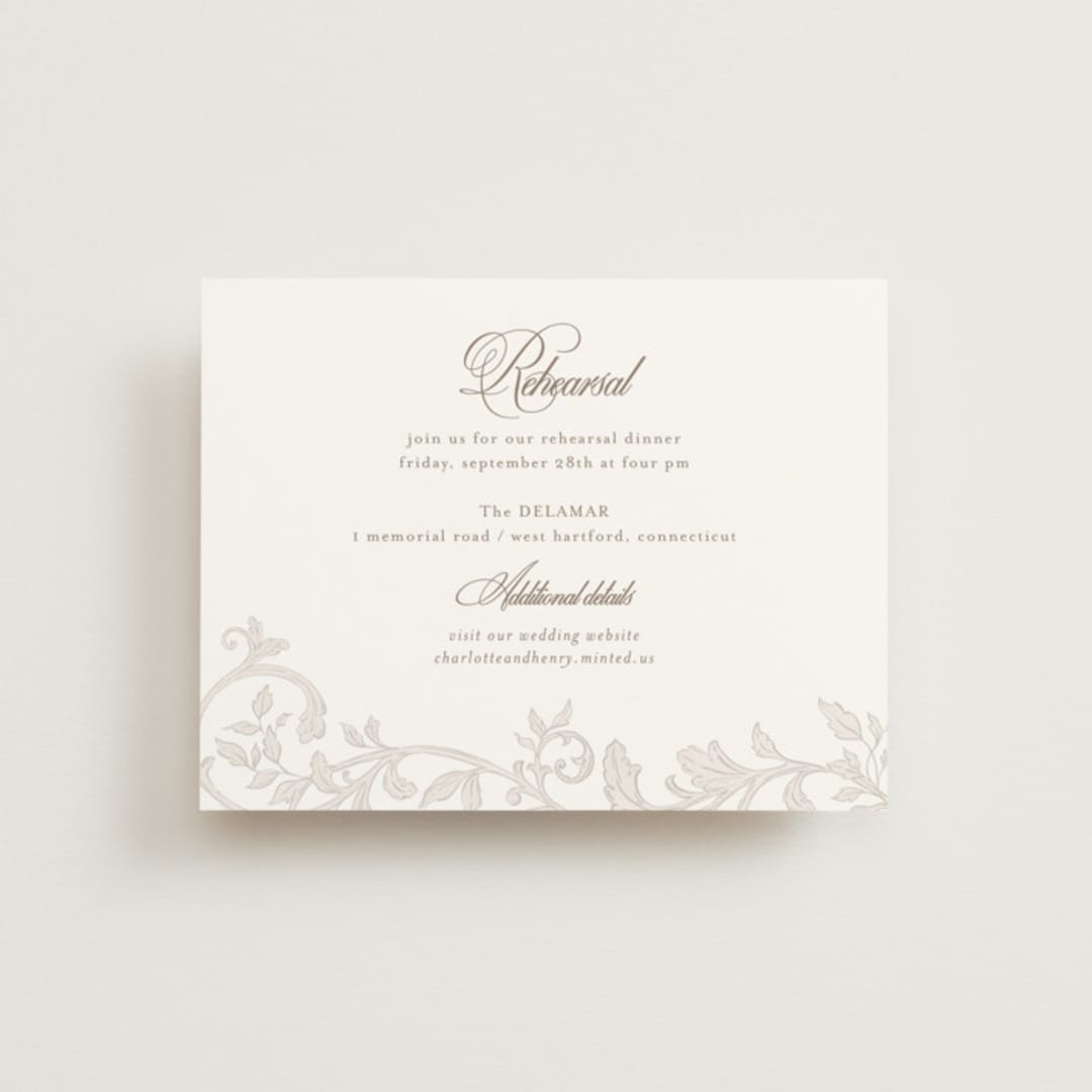 "vintage flourishes" - Rehearsal Dinner Cards in Natural by BR Designs - Front