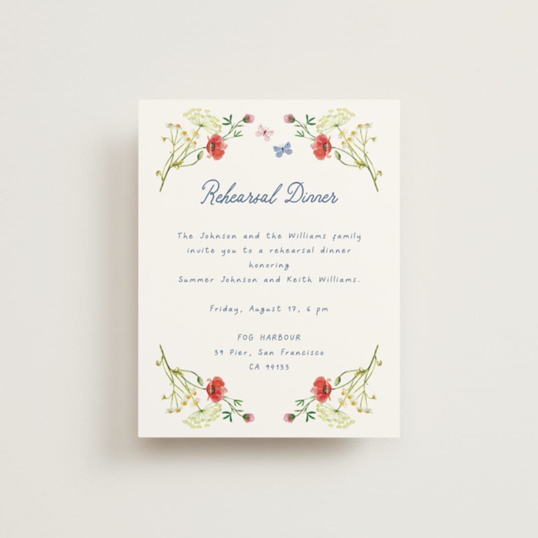 "Wildflower Romance" - Rehearsal Dinner Cards in Ivory by frau brandt - Front