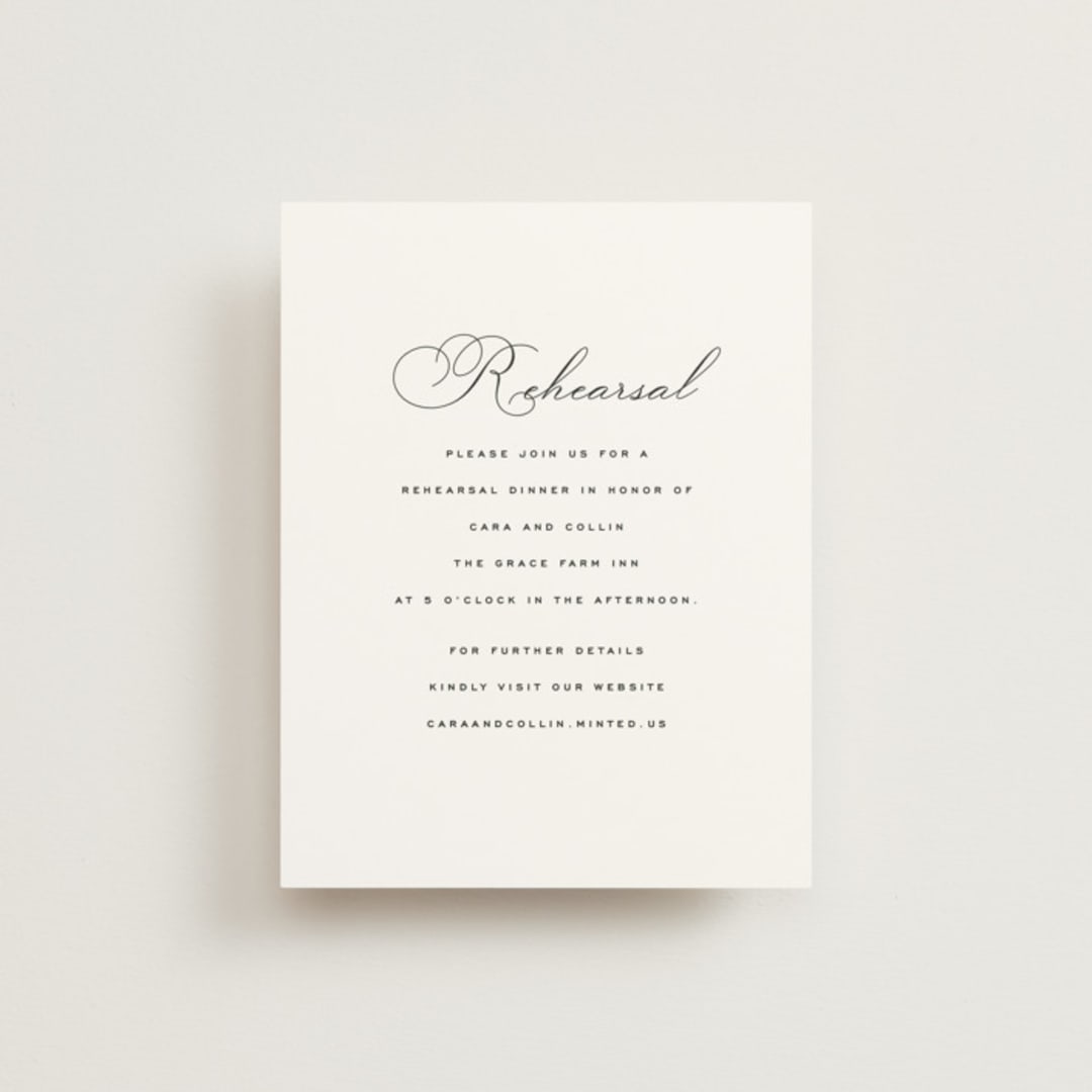 "Limelight" - Rehearsal Dinner Cards in Linen by Olivia Kanaley Inman - Front