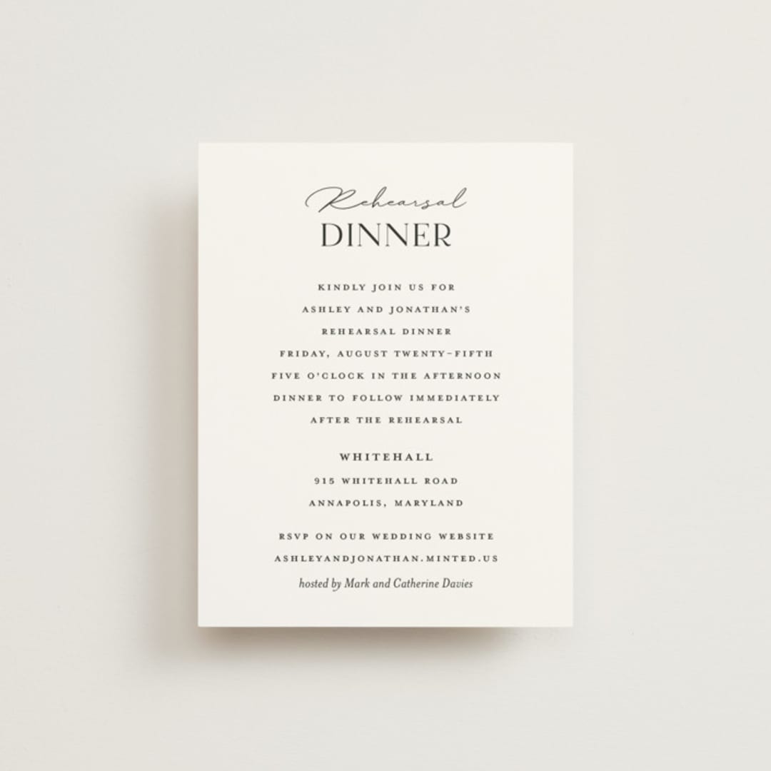 "Have and Hold" - Rehearsal Dinner Cards in Porcelain by Eric Clegg - Front