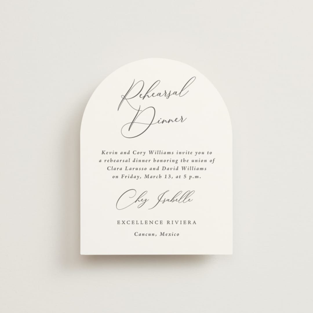 "Palm Monogram" - Rehearsal Dinner Cards in Leaf by Olivia Raufman - Front