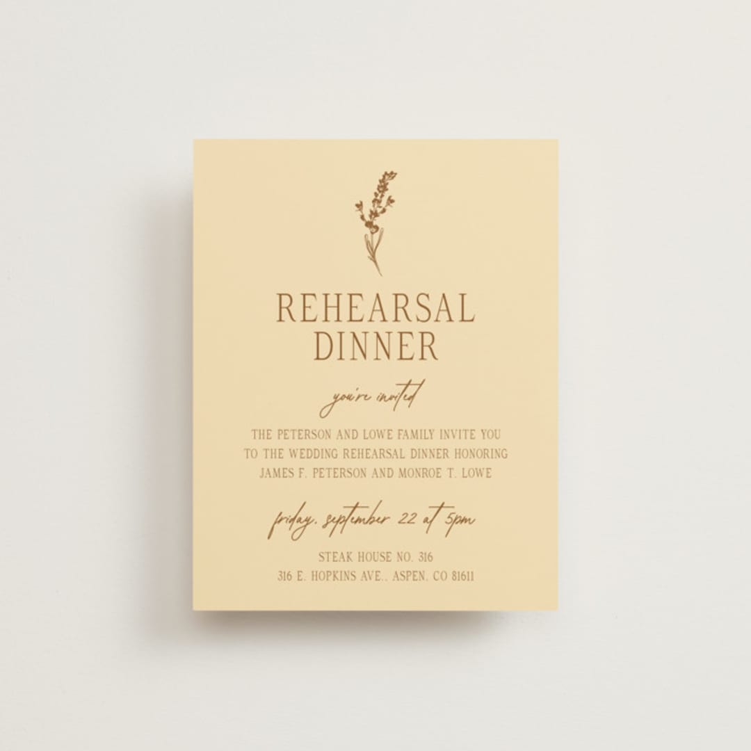 "Classic and Floral" - Rehearsal Dinner Cards in Bark by Jen Ramsey - Front