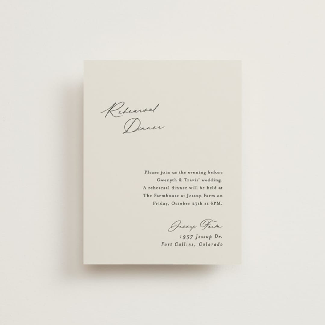 "kinkaid" - Rehearsal Dinner Cards in Ivory by Carolyn Nicks - Front