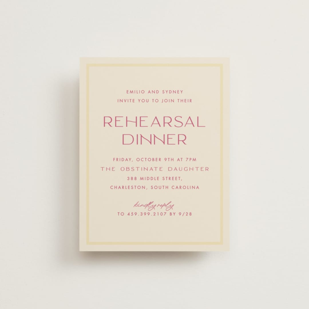 "palmetto" - Rehearsal Dinner Cards in Lemon by Ellen Schlegelmilch - Front