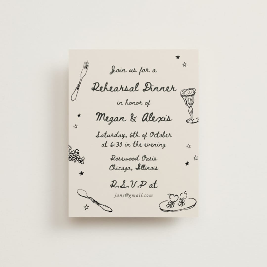 "simple monogram" - Rehearsal Dinner Cards in Lace by Cass Loh - Front