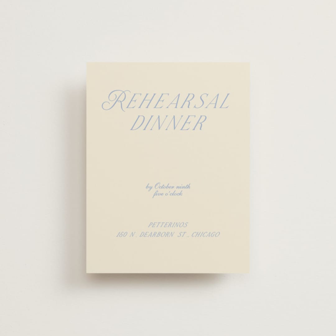 "Luxe" - Rehearsal Dinner Cards in Ocean by Baumbirdy - Front