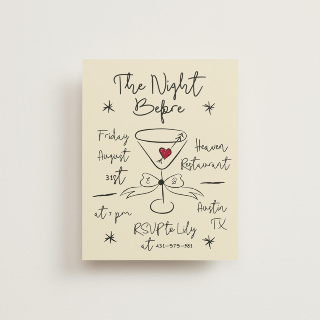 "Modern Love" - Rehearsal Dinner Cards in Champagne by Helena Vitto - Front
