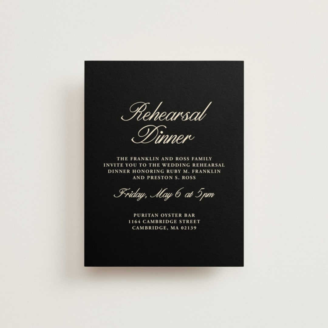 "Elegant and Formal" - Rehearsal Dinner Cards in Sunshine by Jen Ramsey - Front