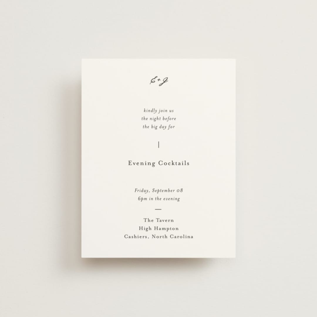 "Tuscany" - Rehearsal Dinner Cards in Ink by Blustery August - Front