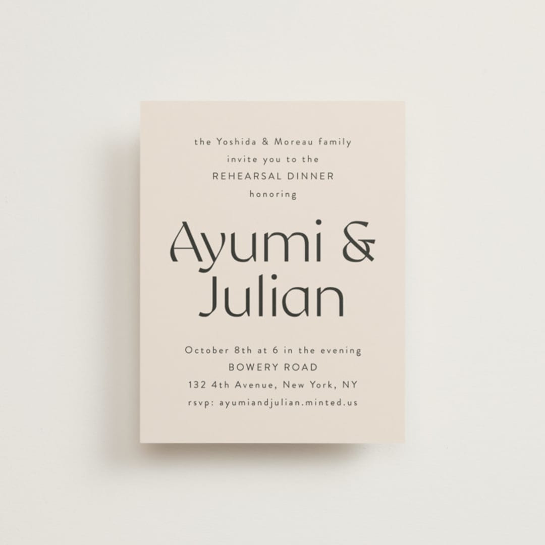 "Ayumi" - Rehearsal Dinner Cards in Ivory by Melanie Kosuge - Front