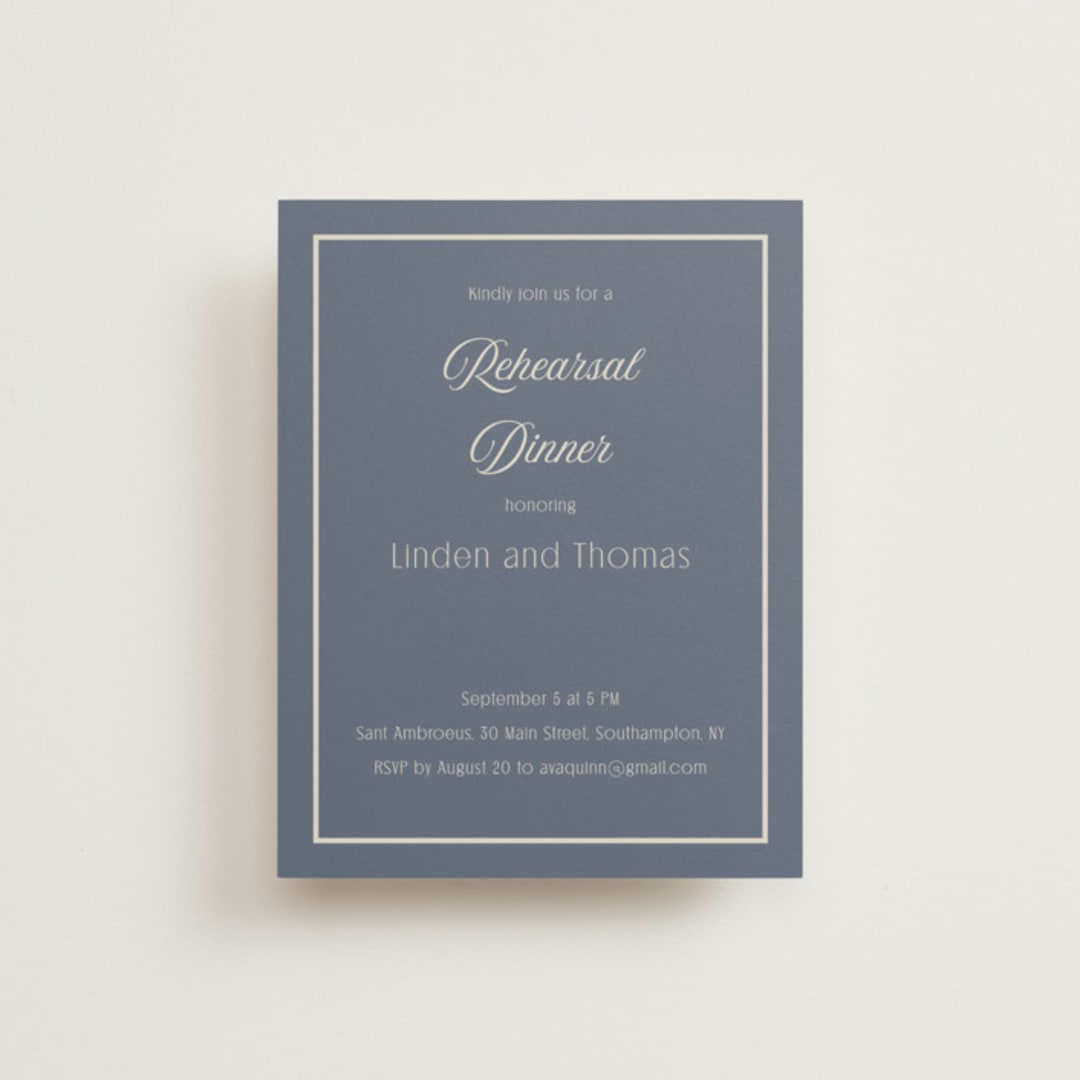 "Ritzy" - Rehearsal Dinner Cards in French Blue by Nicoletta Savod - Front