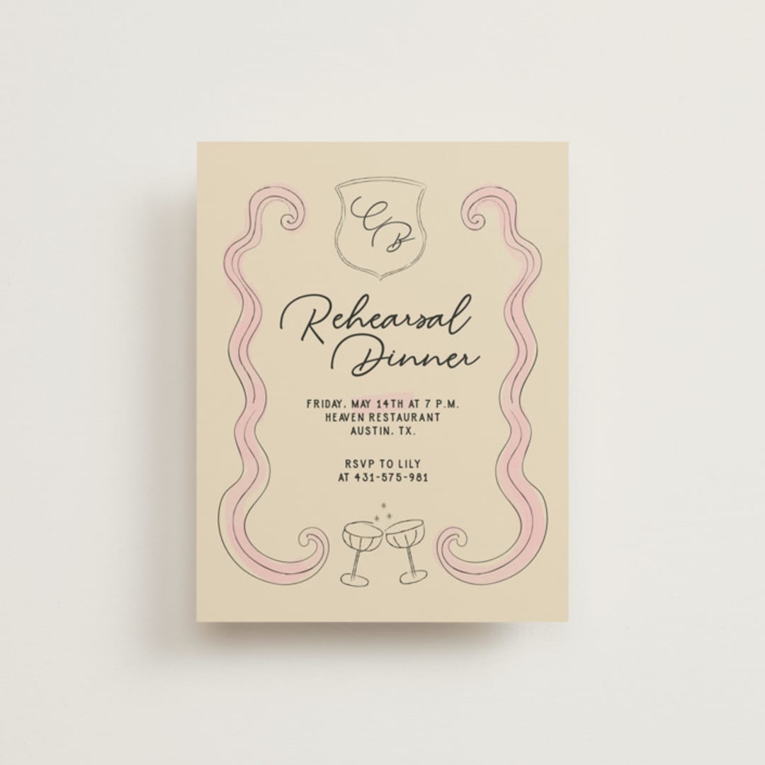 "Modern Fairy Tale" - Rehearsal Dinner Cards in Linen by Helena Vitto - Front