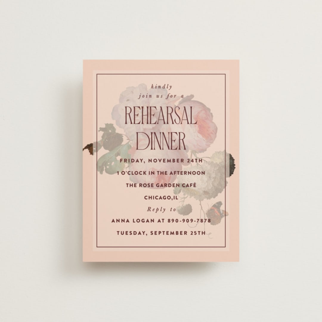 "Museum" - Rehearsal Dinner Cards in Burgundy by Nazia Hyder - Front