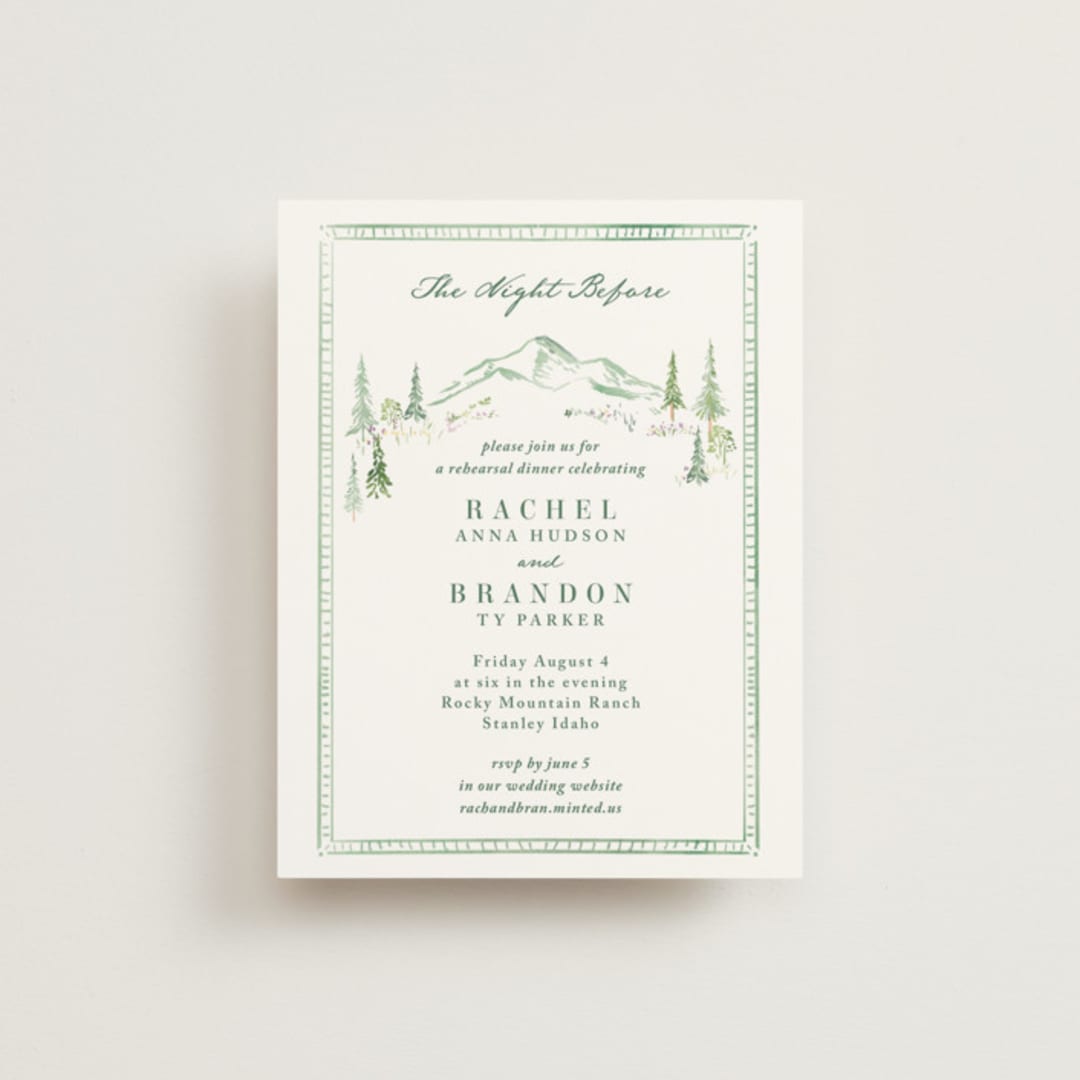 "Plain Air" - Rehearsal Dinner Cards in Meadow by Petra Kern - Front