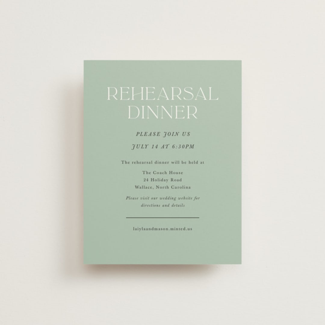 "Reflections" - Rehearsal Dinner Cards in Lake by Lindsay Megahed - Front