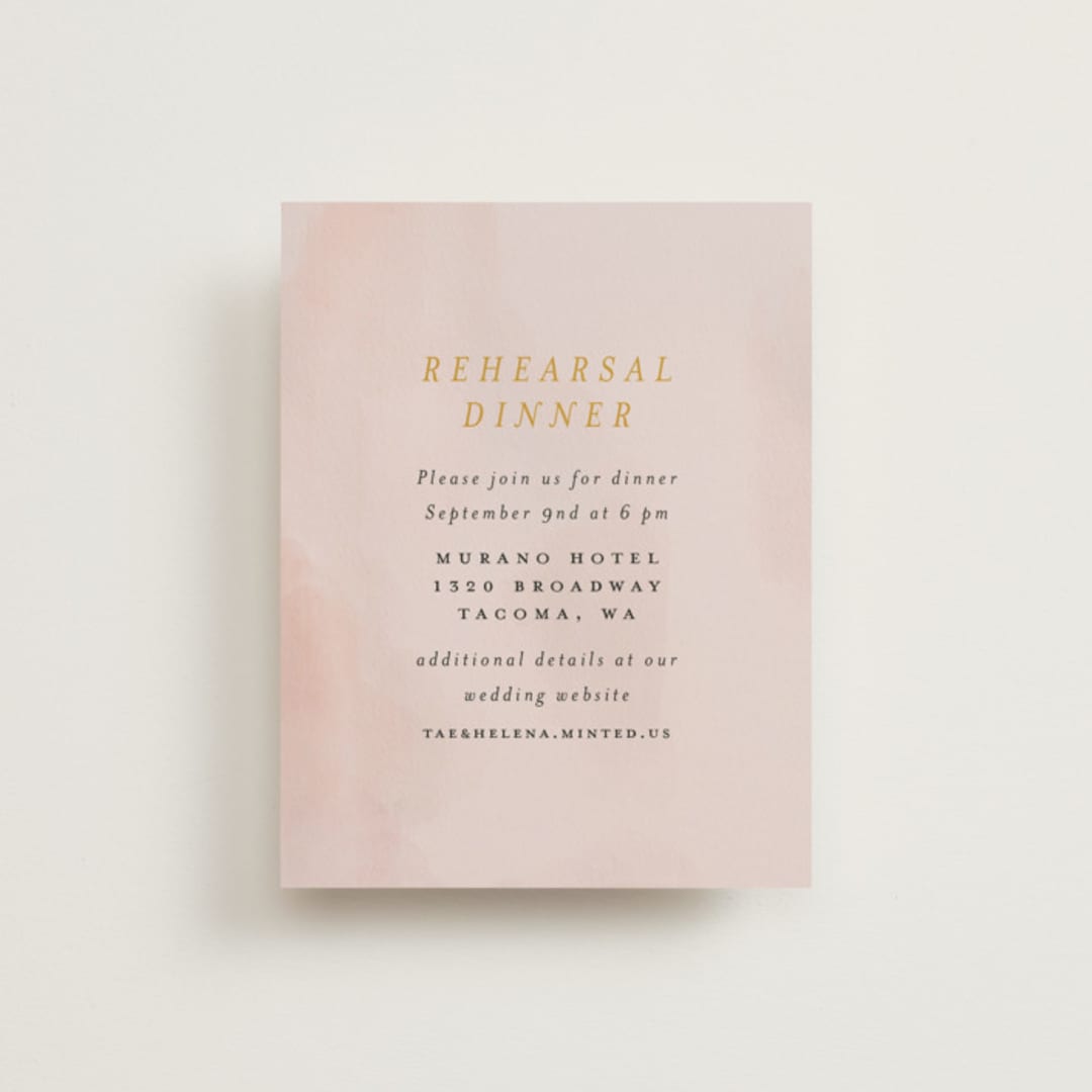 "Ribbonly Frame" - Rehearsal Dinner Cards in Blush by Itsy Belle Studio - Front