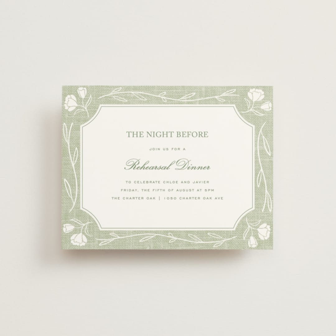 "Summer Linen" - Rehearsal Dinner Cards in Garden by Kelly Schmidt - Front