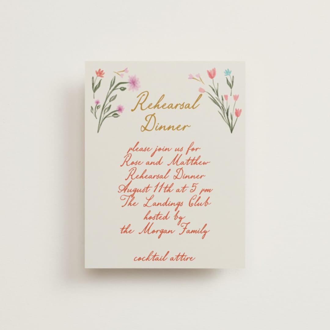 "Chantilly" - Rehearsal Dinner Cards in Sunset by Maja Cunningham - Front