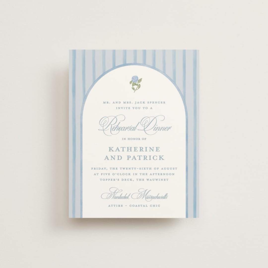 "Coastal crest" - Rehearsal Dinner Cards in Ocean by Creo Study - Front