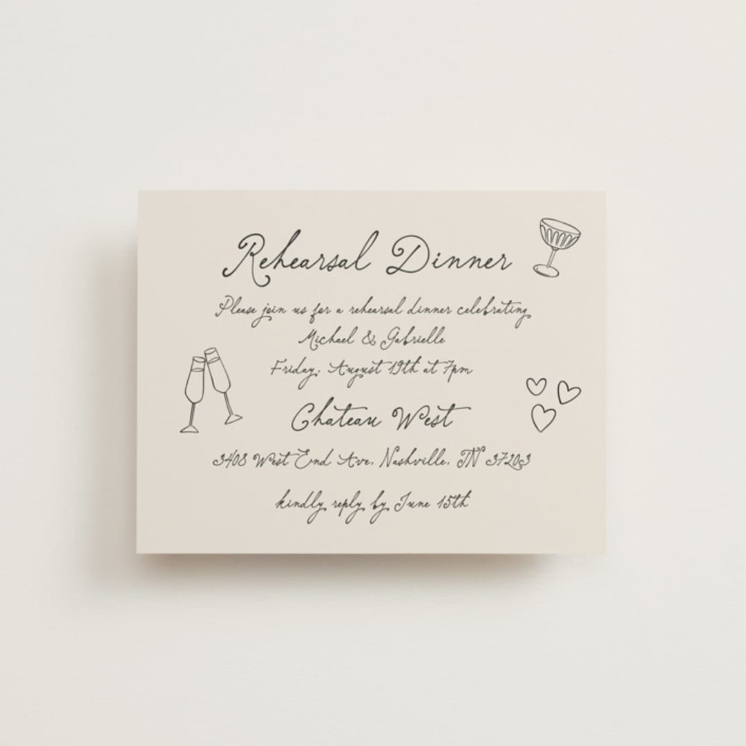 "Felicity" - Rehearsal Dinner Cards in Vintage by Kelly Watkins - Front