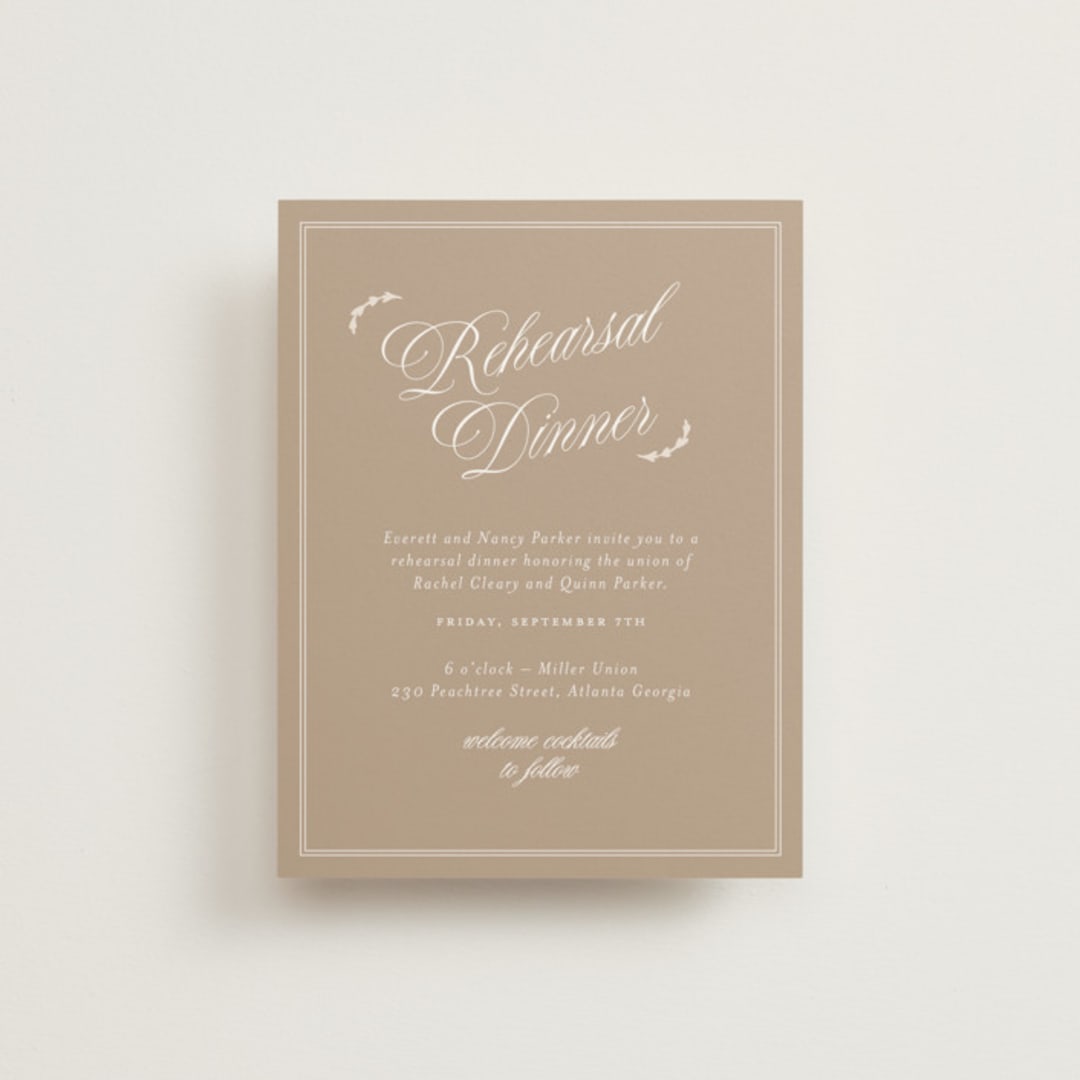 "Vintage Romance" - Rehearsal Dinner Cards in Ivory by Paper Raven Co. - Front