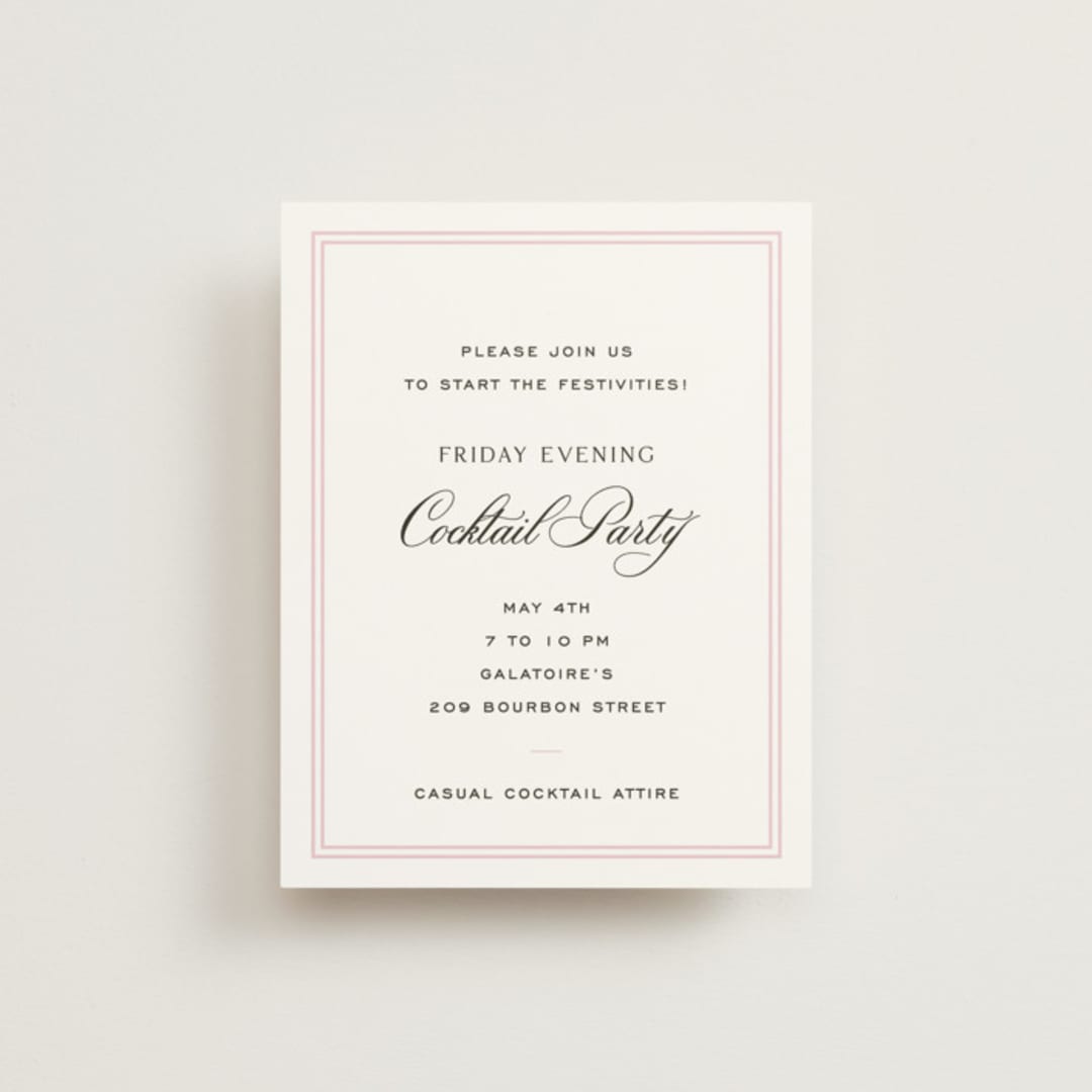 "Nola" - Rehearsal Dinner Cards in Peony by Megan Davis - Front