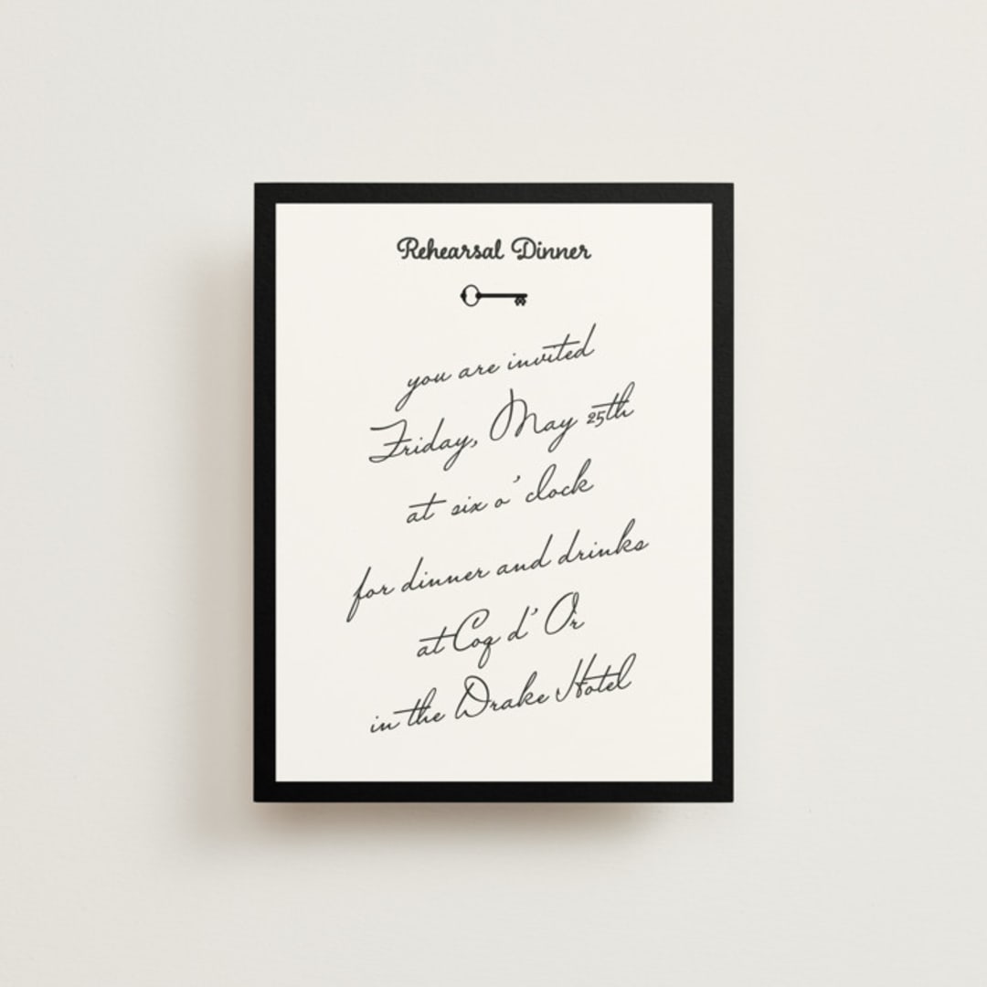 "Hotel" - Rehearsal Dinner Cards in Ivory by Studio Suku - Front