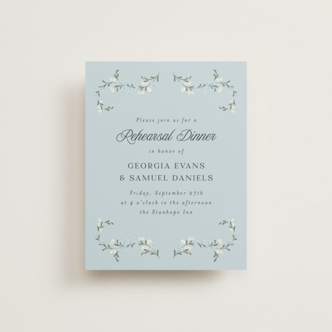 "Trailing Garden" - Rehearsal Dinner Cards in Buttermint by Laura Hankins - Front